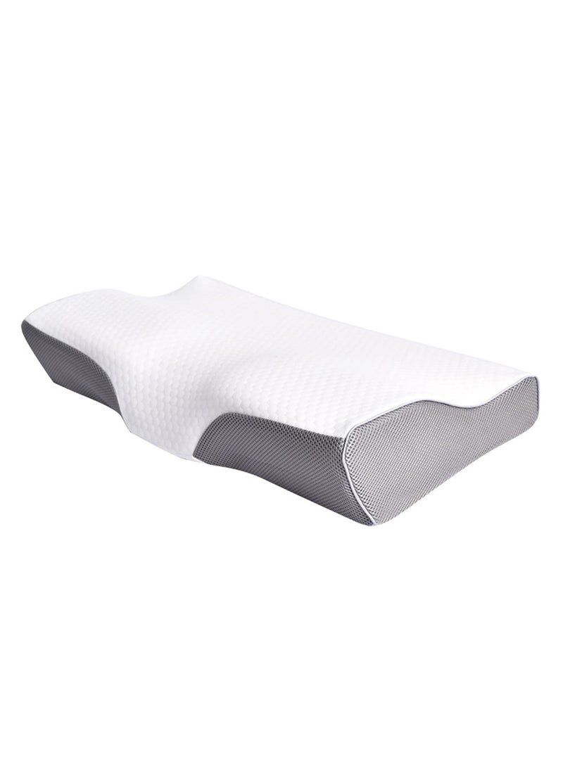 TYCOM Memory Foam Pillow Ergonomic Cervical Support Pillow for Head Neck and Shoulder Pain Relief Sleeping Orthopedic Pillow for Side, Back, Stomach Sleepers (White & Gray)  - Image 1