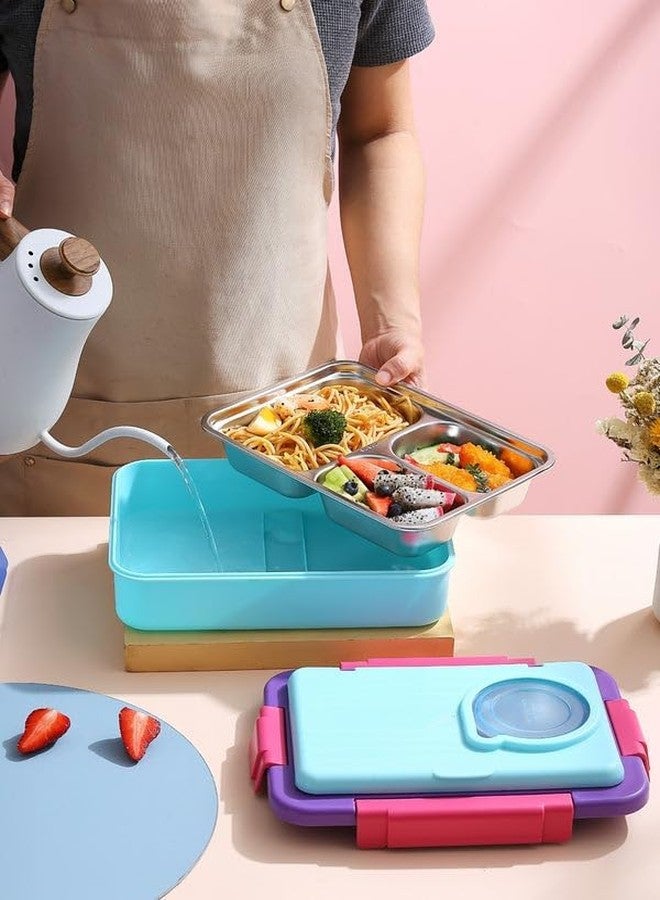 Fezeedi Lunch Orange Kids and Adults Yellow Lunch Box for Office and School use, Leak Proof Dual Compartment Stainless Steel Tiffin Lunch Box for Kids Adults, Leak-Proof Lunch Box - Image 5