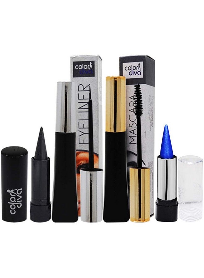 adbeni Eyeliner & Mascara With 2 Different Color Of Kajal, (Gc1309), Pack Of 4 - Image 1