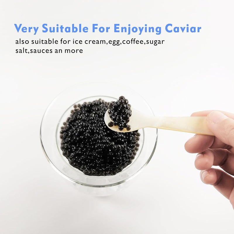 ThougrLyh Caviar Spoon 2pcs Mother of Pearl Spoons for Caviar Ice Cream Sauce 3.54 Inches Shell Spoon - Image 3