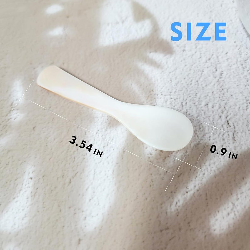 ThougrLyh Caviar Spoon 2pcs Mother of Pearl Spoons for Caviar Ice Cream Sauce 3.54 Inches Shell Spoon - Image 5