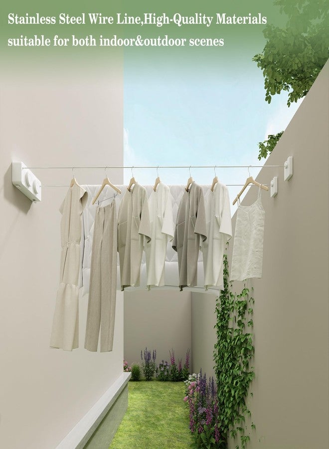 Danpoo Retractable Clothesline, Anti-Sag Adjustable Knob Heavy-Duty Clothes Line Retracting Indoor/Outdoor with 2 * 13.8ft Stainless Steel Wire, Laundry Wall Drying Solutions - Image 3