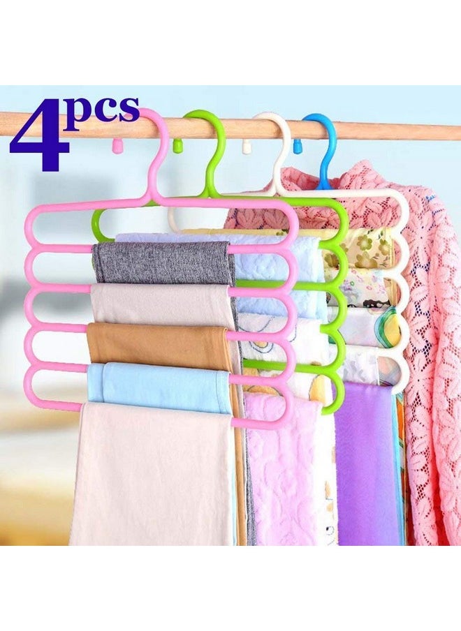 Sui Generis - Sui Generis New 5 Layer Multipurpose Multi-Layer Hangers for Clothes | Shirts | Wardrobe | Ties | Pants | Space Saving | Wardrobe Organizer | Plastic Hangers, Multi Colour (4) - Image 1