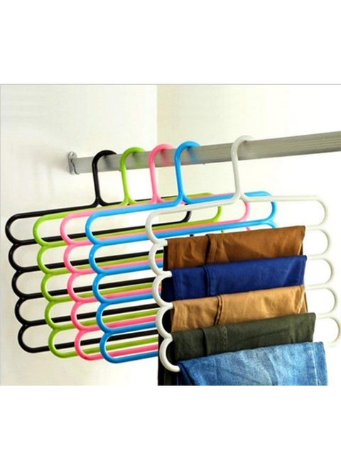 Sui Generis New 5 Layer Multipurpose Multi-Layer Hangers for Clothes | Shirts | Wardrobe | Ties | Pants | Space Saving | Wardrobe Organizer | Plastic Hangers, Multi Colour (4)