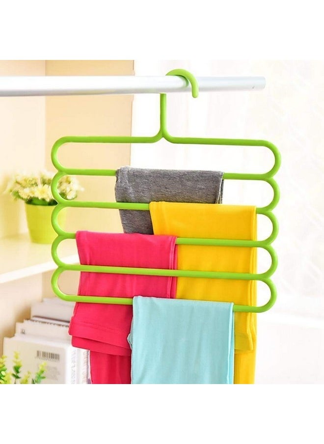 Sui Generis - Sui Generis New 5 Layer Multipurpose Multi-Layer Hangers for Clothes | Shirts | Wardrobe | Ties | Pants | Space Saving | Wardrobe Organizer | Plastic Hangers, Multi Colour (4) - Image 1
