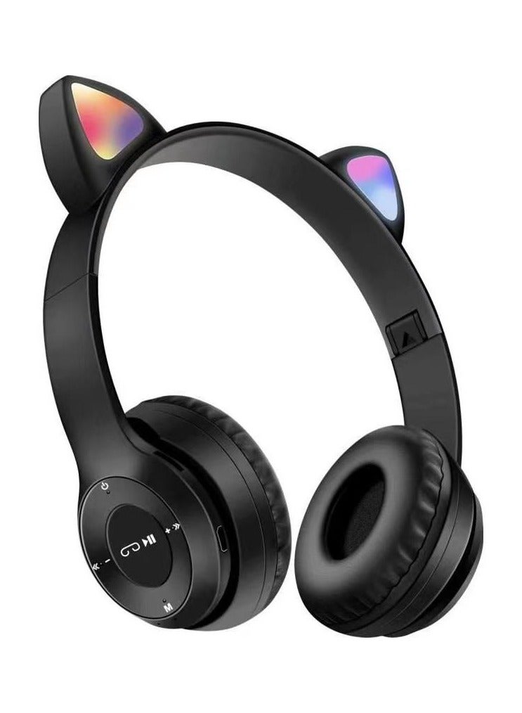 ي47 CAT EAR-P47M- سماعه اذن القطه لاسلكيه تدعم الاتصال بالبلوتوث-اضاءه RGP رائعه- مدخل اي يو اكس - بطاقة دعم تي اف-راديو يدعم FM-صوت هاي فاي نقي جدا مع ميكرفون مدمج-تصميم انيق باعلي الخامات - Image 2