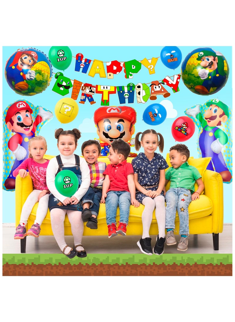 FRUITFUL PARTY Super Mario Birthday Party Decorations for 10 Guests, 123pcs Mario Bros Party Decorations Tableware Set Mario Bros Balloons Banner Mario Party Plates and Napkins Tablecloth  - Image 5