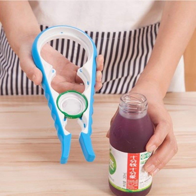 Birud 4 in 1 Creative Multifunction GourdShaped Can Opener Kitchen Tool Grip Jar Bottle Opener Rubber Design Fits All Bottles Caps Premium Easy Grip Jar Opener - Image 5