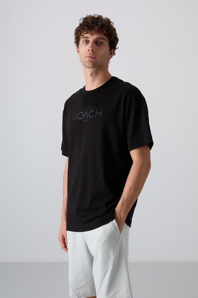 Tommy Life Black Cotton Thick Soft Texture Oversize Fit Printed Men's T-Shirt - 88329  - Image 3