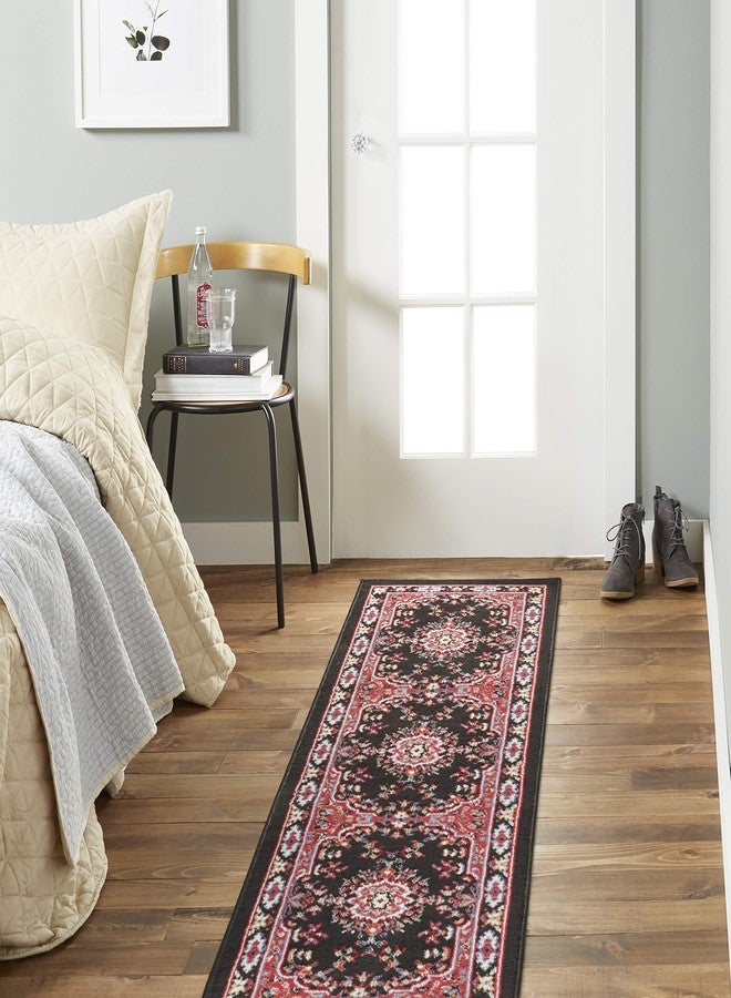 Home Dynamix Premium Sakarya Traditional Medallion Border Area Rug, Black, 1'9"x7'2" Runner - Image 1