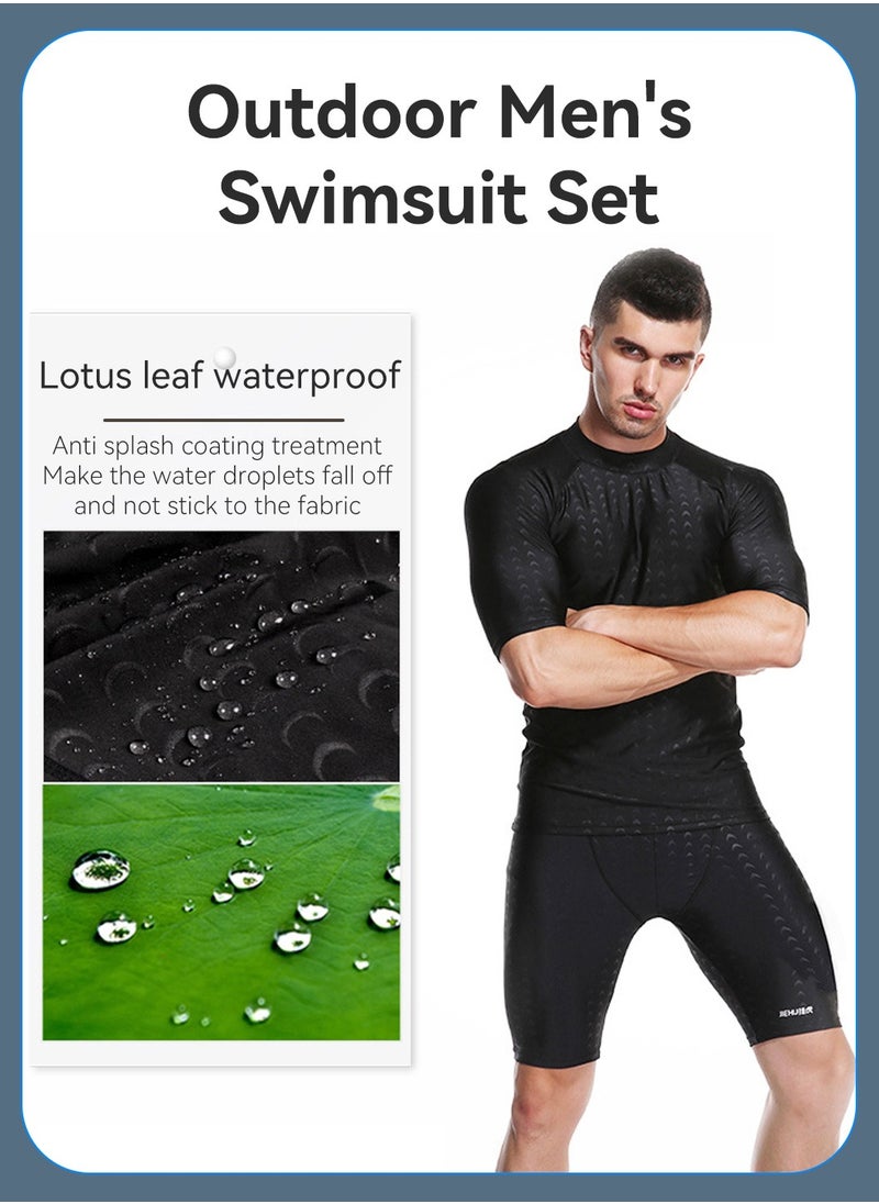 LEOKOR Swimwear Set,Rash Guard Swimsuits,With Swimsuit and Shorts,Water Sport Swimming Swimsuit,for Men's  - Image 2