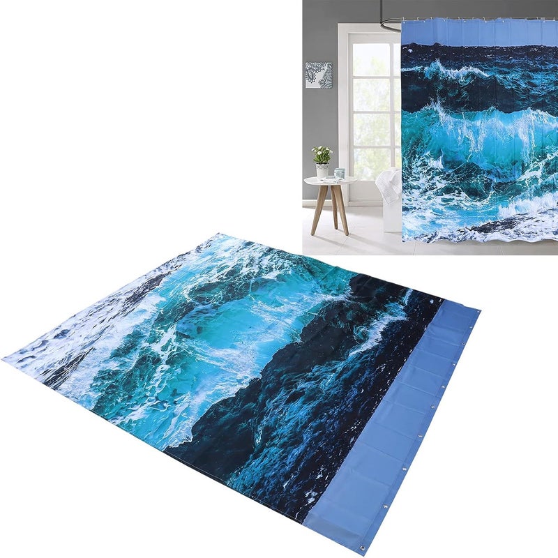Shower Curtain with 12 Hooks, Bathroom Shower Curtain Set, Polyester Pongee Fabric, Non - Fade Digital Printing Design for Home, Hotel, Dorm, and U (180 * 200 cm) - Image 3