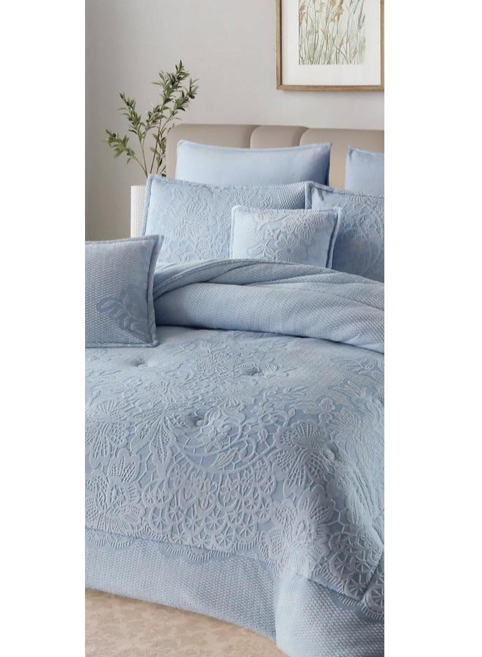 Xi Duo Duo Winter double bedspread, embroidered with soft velvet and luxurious fur to give you warmth and add beauty and elegance to your room, size 240*260 cm - Image 3