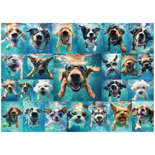 Civaner 1000 Pieces Puzzle for Adults Underwater Dog Pattern Jigsaw Puzzles Puppies Puzzle for Adults Funny Animal Jigsaw Puzzles Gifts for Family Home DecorUnderwater Dogs - Image 1