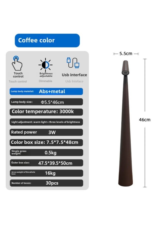 Style Atmosphere Lamp Gao Fushuai Small Table Lamp Ins Style Light Luxury High Foot Portable USB Rechargeable Decorative Table Lamp-Light Source Power:1800 Mah Battery-3w-light Color:Large Coffee Color - Image 1