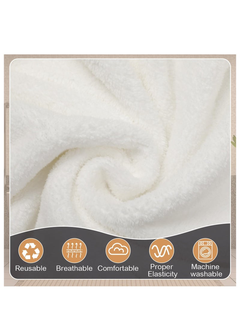 SOLARAE Mens Wearable Bath Towel Wrap Short Pants Shower Wrap for Men 11.81'' Mens Towel Wrap After Shower with Closure for Men Bathroom Shower Spa Gym (White,Coral Fleece)4 Pcs - Image 3