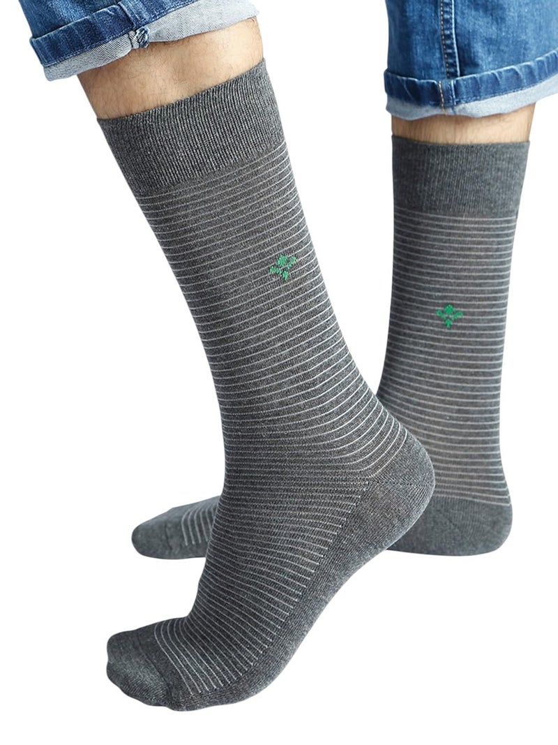 BALENZIA SocksXpress Men's Solid Colored Formal Mid Calf-Length Business Socks|Made with Cotton & Spandex|Combo Pack of 3 & 5 |Black, L.Grey, D.Grey, Brown, Navy|Size UK 7 to UK 10|Comfortable, Everyday Wear - Image 2