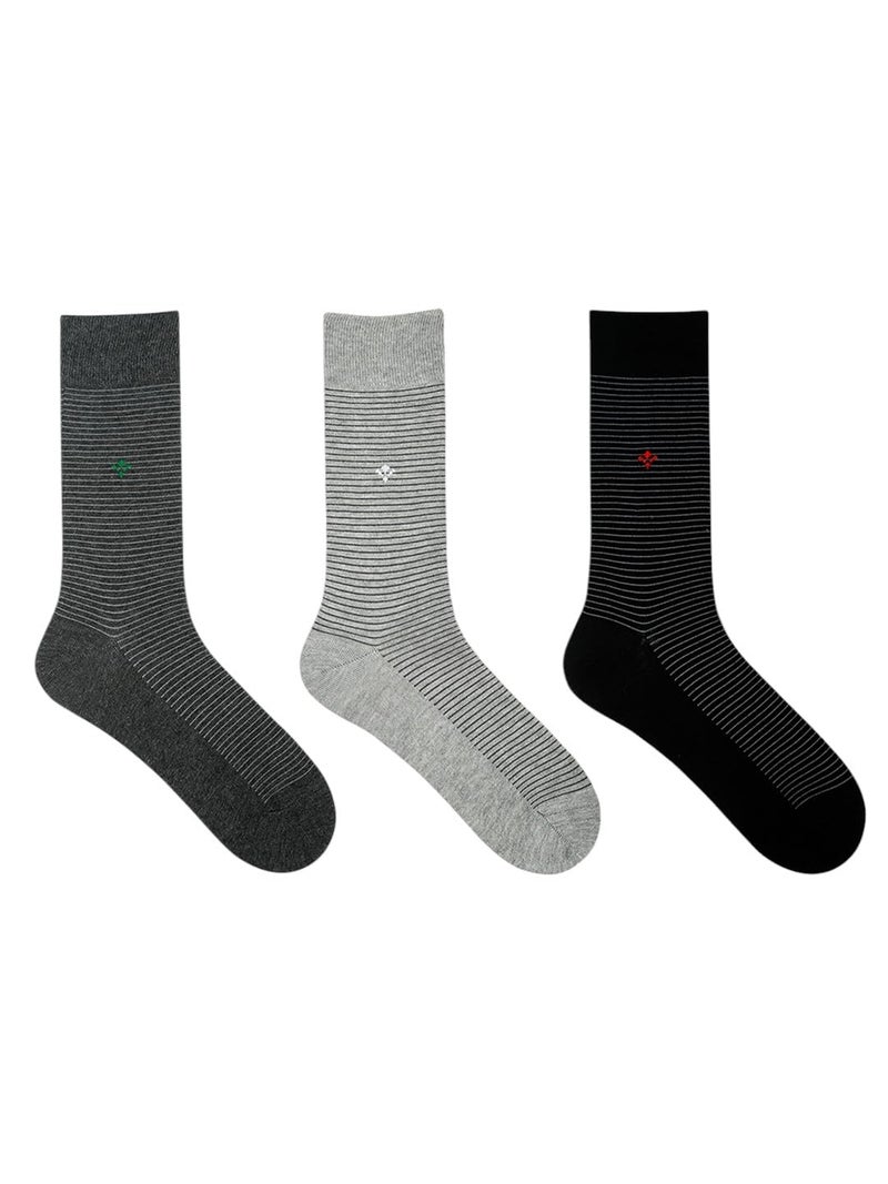 BALENZIA SocksXpress Men's Solid Colored Formal Mid Calf-Length Business Socks|Made with Cotton & Spandex|Combo Pack of 3 & 5 |Black, L.Grey, D.Grey, Brown, Navy|Size UK 7 to UK 10|Comfortable, Everyday Wear - Image 4