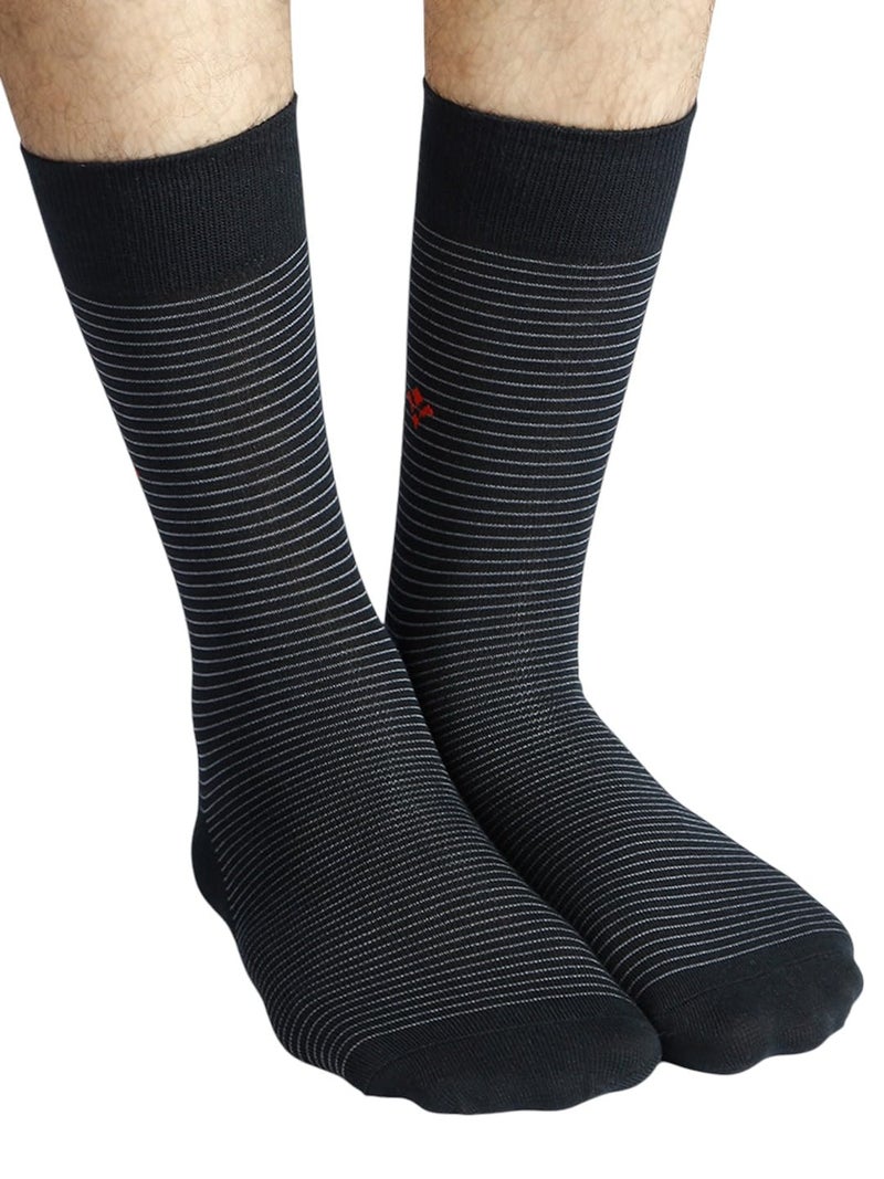 BALENZIA SocksXpress Men's Solid Colored Formal Mid Calf-Length Business Socks|Made with Cotton & Spandex|Combo Pack of 3 & 5 |Black, L.Grey, D.Grey, Brown, Navy|Size UK 7 to UK 10|Comfortable, Everyday Wear - Image 5