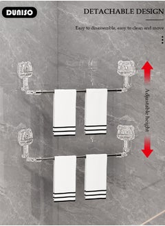 DUNISO Bath Towel Bar,Adjustable Transparent Stainless Steel Towel Holder Rods, Adjustable 60 to 120 CM,Slipper Shoe Rack Wall Mounted Towel Hangers for Bathroom Wall, Bathroom Accessories  - Image 5