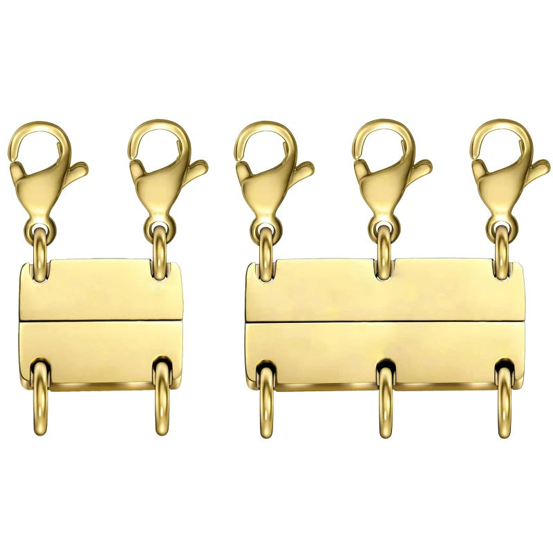 MKCYD Multi Necklace Layering Clasp Strong Magnetic Clasps, Gold and Silver Necklace Separator for Layering, Multiple Jewelry Closures for Layered Look - Image 1