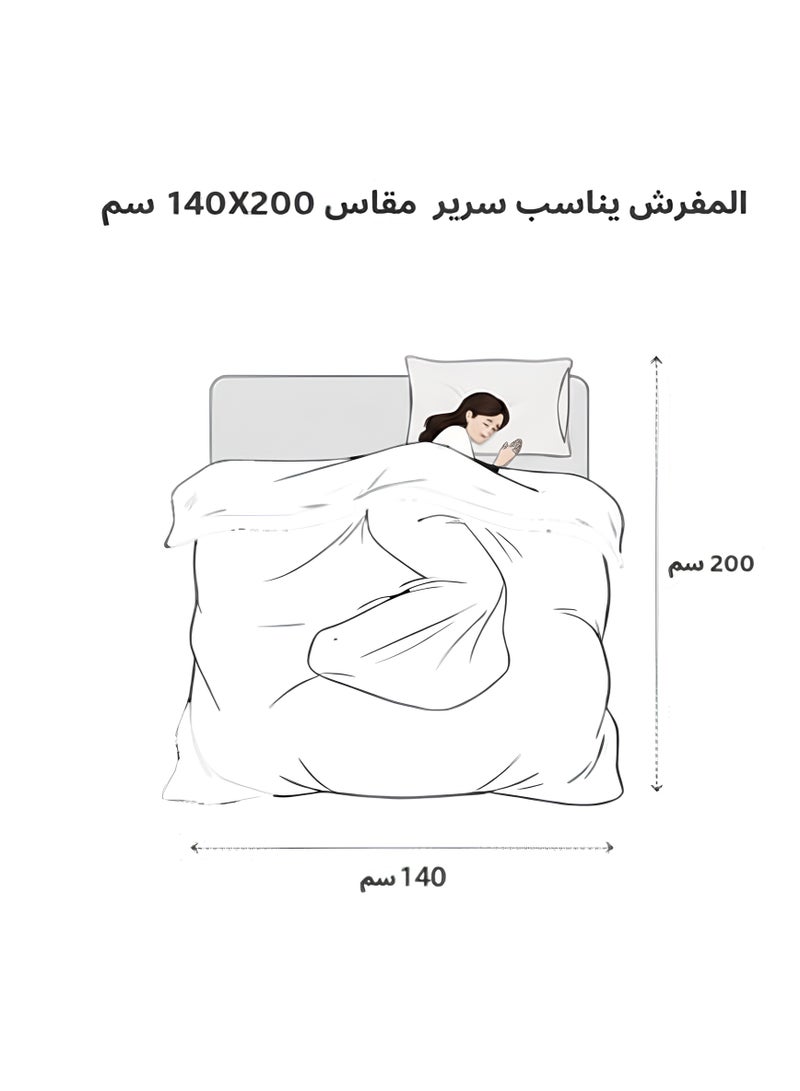 مينج لي مفرش شتوي نفر ونص نظام وجهين (مخمل × فرو) – طقم مفارش 4 قطع يشمل لحاف، شرشف مطاطي، غطاء وسادة وغطاء مخدة، يناسب سرير مقاس 140×200 سم - Image 4