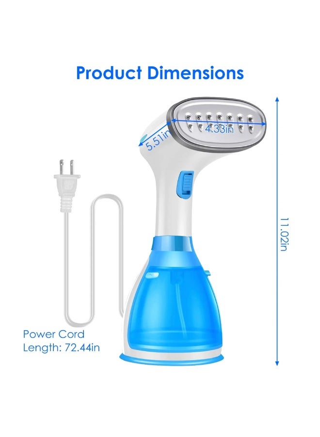 DIFEI Garment Steamer Iron High-Power Handheld Garment Steamer Clothes Steamer Portable Steam Iron 200ml Detachable Tank Anti-Drip Technology 1100 W Blue/White - Image 2