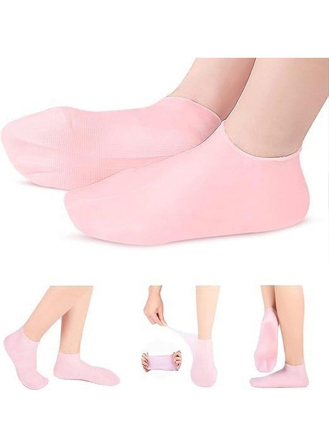 DIPDEY Silicone Moisturizing Gel Socks Set for dry Skin (1 Pair) socks for women & girls for winter cracked heel pain | Usefull for Dry Skin, Cracked Foot | Waterproof socks for SPA (Multi Color) - Image 1