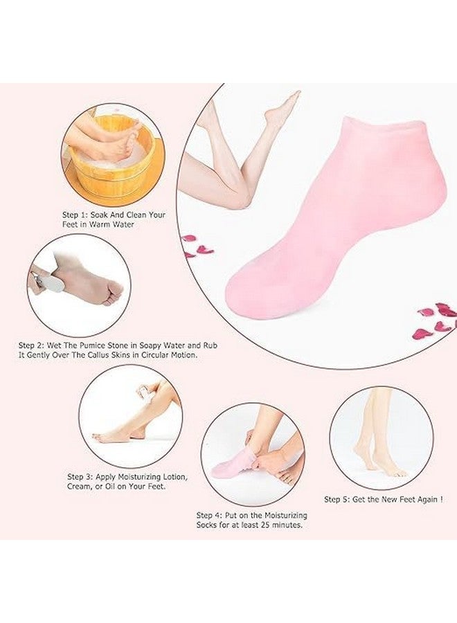 DIPDEY Silicone Moisturizing Gel Socks Set for dry Skin (1 Pair) socks for women & girls for winter cracked heel pain | Usefull for Dry Skin, Cracked Foot | Waterproof socks for SPA (Multi Color) - Image 4