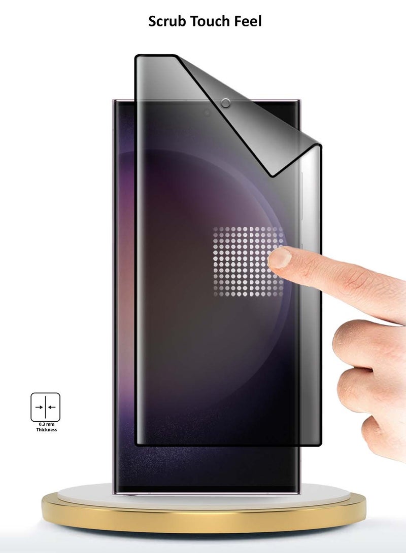 Wtech Samsung Galaxy S23 Ultra 5G 2023 / Galaxy S22 Ultra 5G 2022 Premium Nano Ceramic Privacy UV Full Glue Full Cover Matte Flexible Screen Protector (MSGUCP) - Clear/Black - Image 2