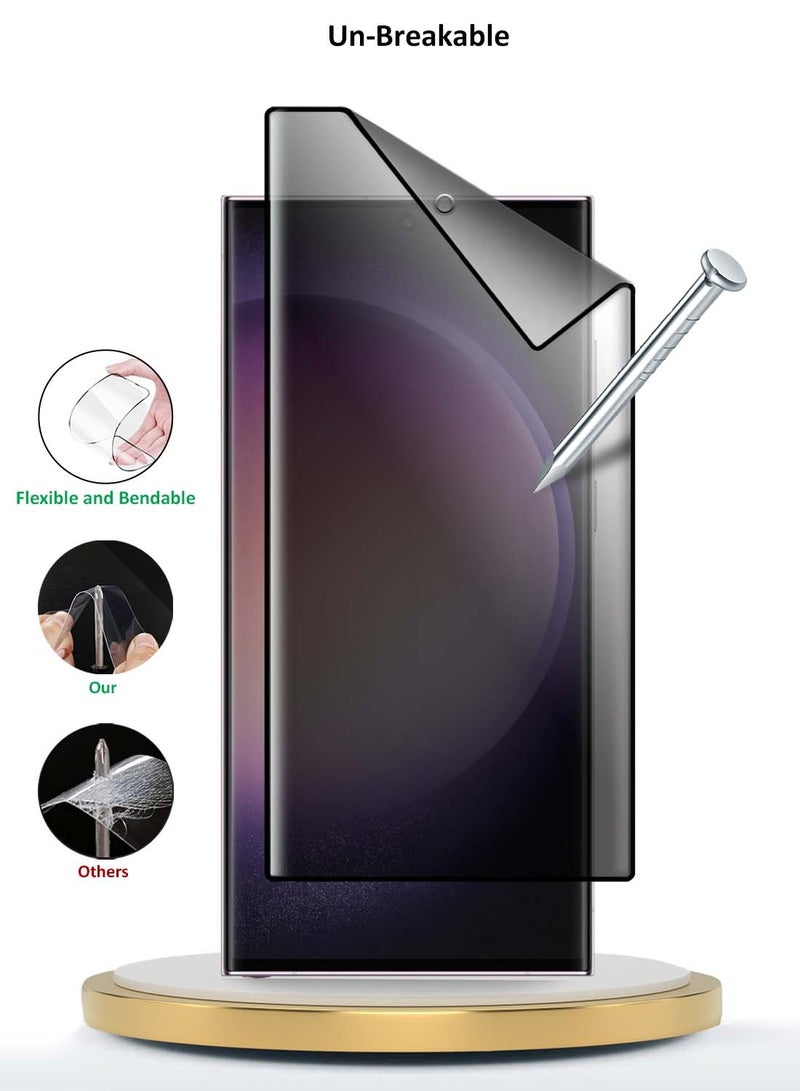 Wtech Samsung Galaxy S23 Ultra 5G 2023 / Galaxy S22 Ultra 5G 2022 Premium Nano Ceramic Privacy UV Full Glue Full Cover Matte Flexible Screen Protector (MSGUCP) - Clear/Black - Image 3