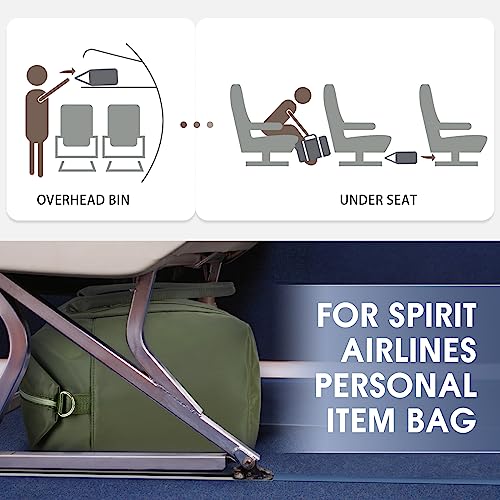 WANDF حقيبة WANDF الشخصية لشركة Spirit Airlines 18x14x8 حقيبة سفر مع حقيبة بحجم ربع معتمدة من TSA وحقائب أحذية حقيبة سفر لليلة واحدة للنساء (أخضر داكن) - Image 3