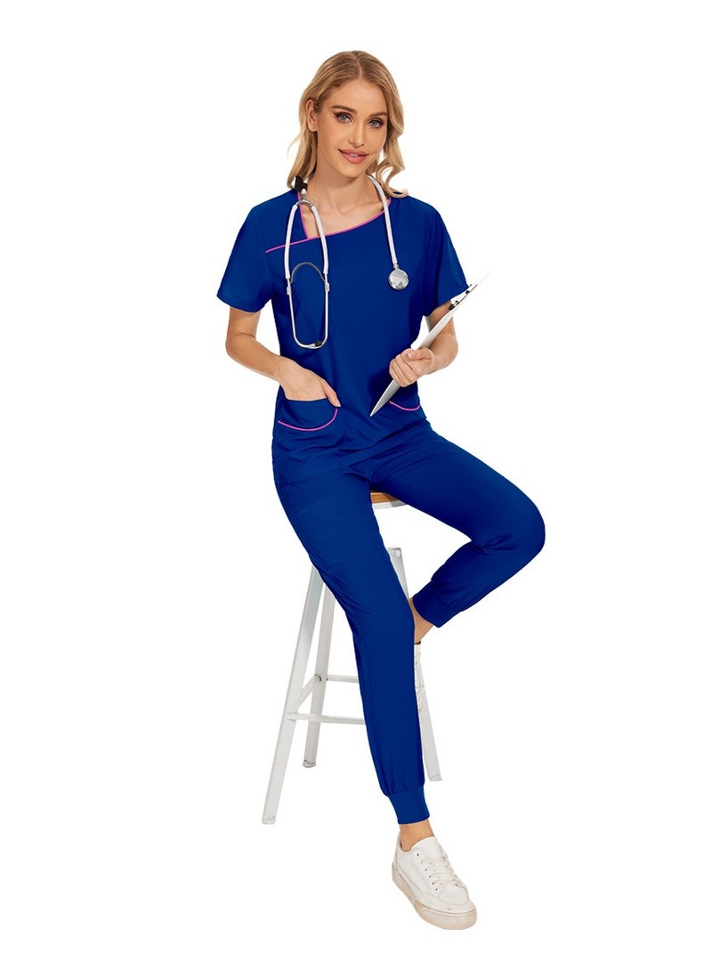 NIBEMINENT Women's Solid Work Thin Casual And Comfortable Nursing Uniform, Color Blocking Design - Image 3