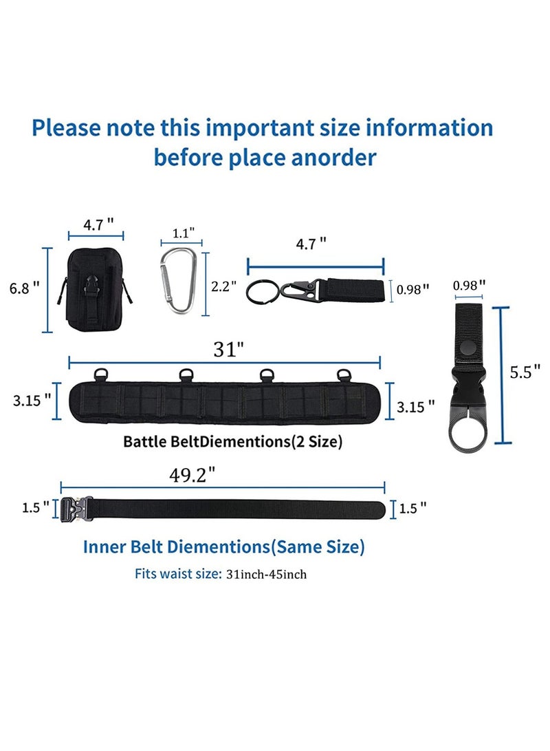 Bluejw 5-Piece Set Tactical Battle Belt Set,Slim Airsoft Molle Belt With Metal Buckle For Shooting Hunting,War Belt Game Belts And Bags Safe Life Defense Belts,Molle Pouch Included  - Image 2