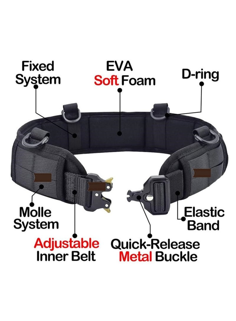 Bluejw 5-Piece Set Tactical Battle Belt Set,Slim Airsoft Molle Belt With Metal Buckle For Shooting Hunting,War Belt Game Belts And Bags Safe Life Defense Belts,Molle Pouch Included  - Image 3