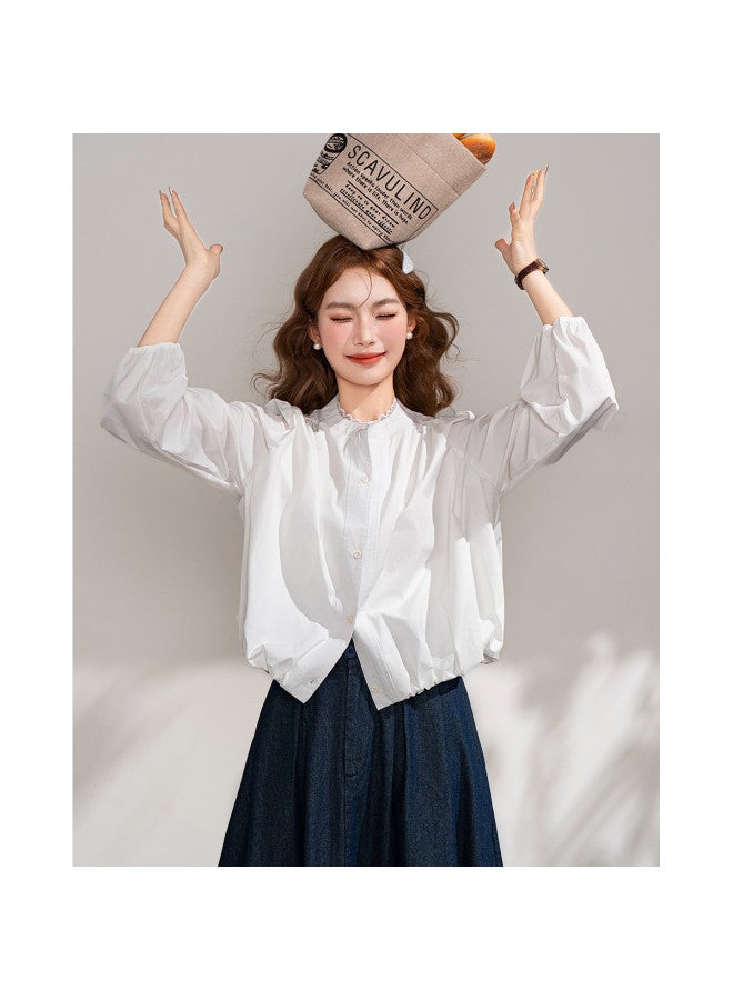 Jeanswest Neckline Design Lace Patch Jacket Sweet And Youthful Hemline Bud Slimming Cardigan For Women - Image 5