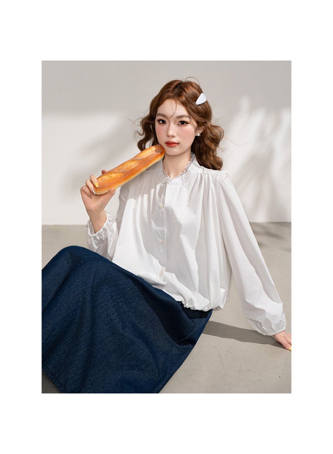 Jeanswest Neckline Design Lace Patch Jacket Sweet And Youthful Hemline Bud Slimming Cardigan For Women - Image 3