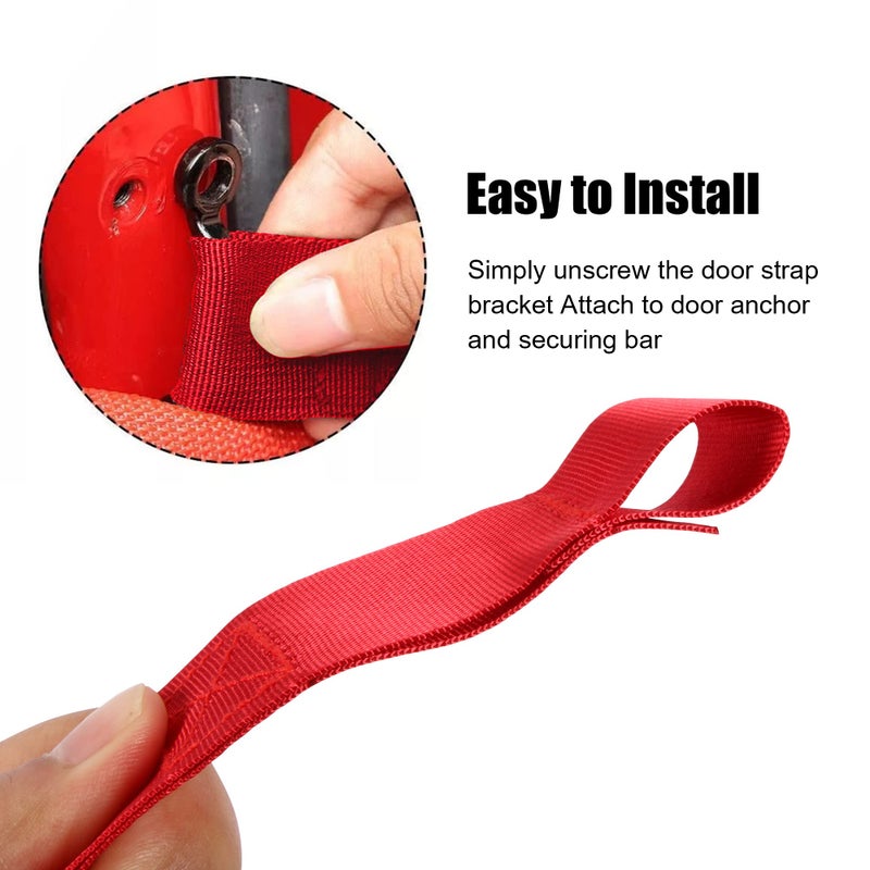 VOFONO Red Nylon Door Strap Fit for Jeep Wrangler TJ JK JL CJ JKU YJ Replacement Heavy Duty Door Limiting Check Strap Pack of 2 - Image 2