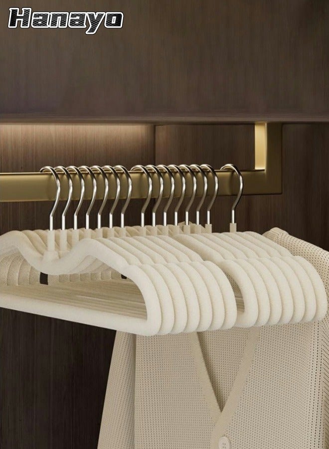 Hanayo 10 Pack Cloth Hangers Non-Slip Velvet Hangers  Set Space Saving Clothes Hanger Set Cloth Hangers for Coats Skirts Pants Dresses(Beige)  - Image 1