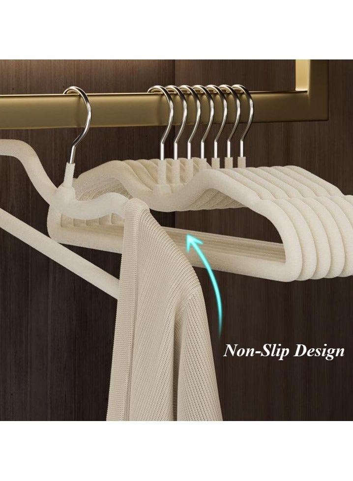 Hanayo 10 Pack Cloth Hangers Non-Slip Velvet Hangers  Set Space Saving Clothes Hanger Set Cloth Hangers for Coats Skirts Pants Dresses(Beige)  - Image 4