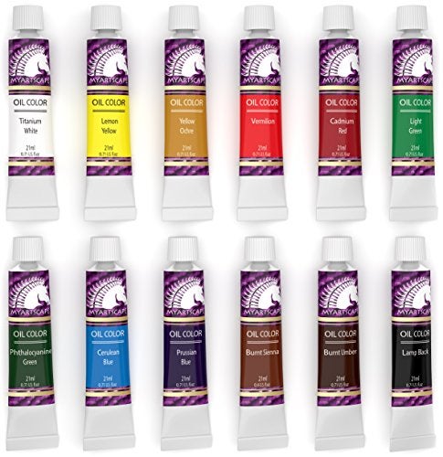 MyArtscape Oil Paint Set - 21ml x 12 Tubes - Artist Quality - Lightfast - Heavy Body - Highly Pigmented Oil-based Colors - Excellent Coverage - Professional Painting Supplies - Image 3
