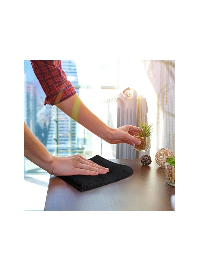 The Bros Premium Fingertip Towel Set (12 x 12 Inches, Black) 600 GSM 100% Cotton Washcloths & Face Cloth, Highly Absorbent and Soft Feel (12-Pack)… - Image 5