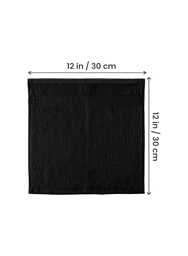 The Bros Premium Fingertip Towel Set (12 x 12 Inches, Black) 600 GSM 100% Cotton Washcloths & Face Cloth, Highly Absorbent and Soft Feel (12-Pack)… - Image 2
