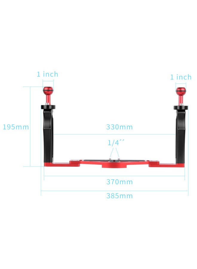 Feichao Upgraded Dual Handheld Diving Photography Bracket For Olympus Camera Adjustable Dual Handheld Bracket-Color:Black - Image 5