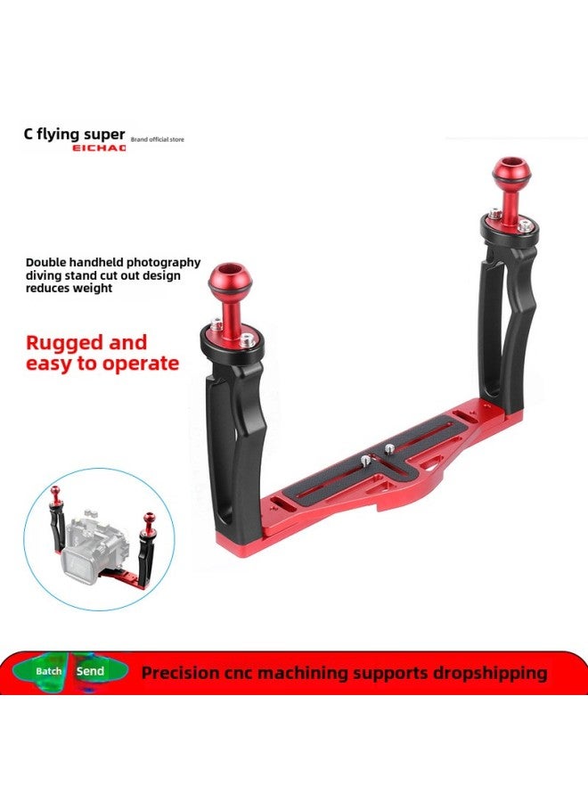 Feichao Upgraded Dual Handheld Diving Photography Bracket For Olympus Camera Adjustable Dual Handheld Bracket-Color:Black - Image 2