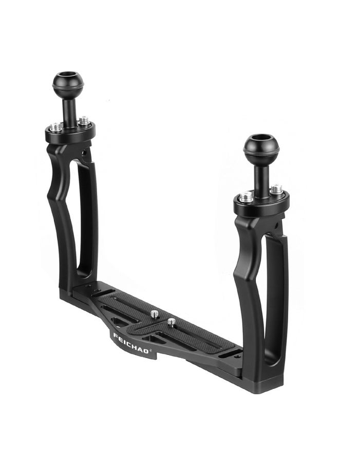 Feichao Upgraded Dual Handheld Diving Photography Bracket For Olympus Camera Adjustable Dual Handheld Bracket-Color:Black - Image 1