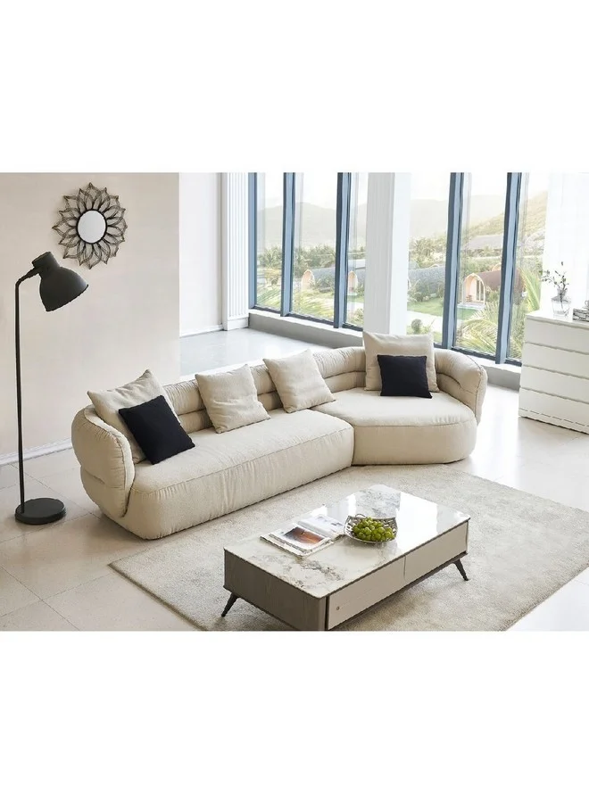 Micasa Elegant and Modern Design 4-Seater Corner Sofa Light Grey 71 x 150 x 370 cm Y40