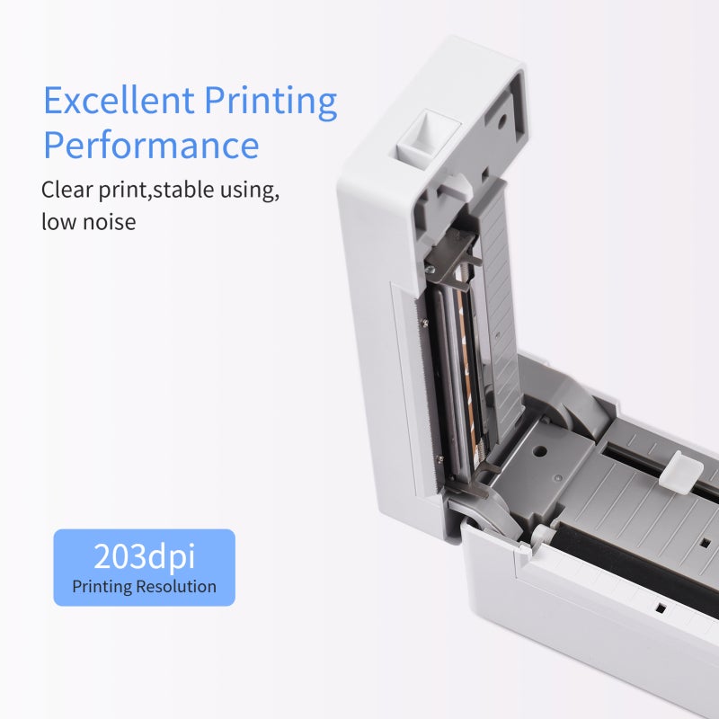 4x6 Shipping Label Printer: USB Label Maker for Packages, Warehouse, FBA, Shopify, Etsy, eBay, UPS, USPS, DHL, FedEx - 203dpi Clear Printing, Fast 180mm/s, for Home Office Retail - Image 4