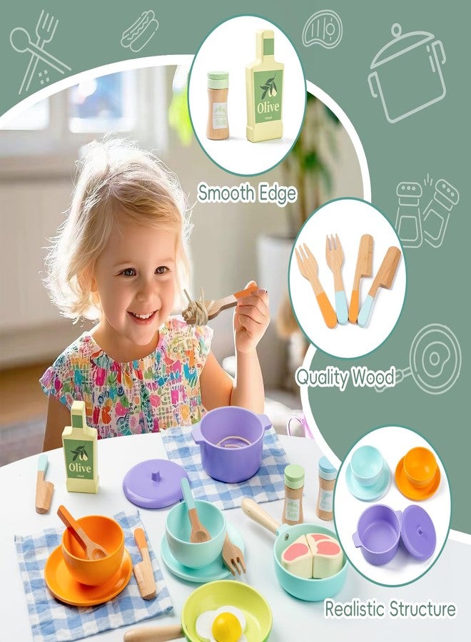 Busy edition Wooden Kitchen Toys for Toddlers, Montessori Pretend Play Kitchen Accessories, Play Food Sets for Kids Kitchen, Pots and Pans Cooking Sets, Gifts for 3 4 5 Years Old Girls Boys - Image 3