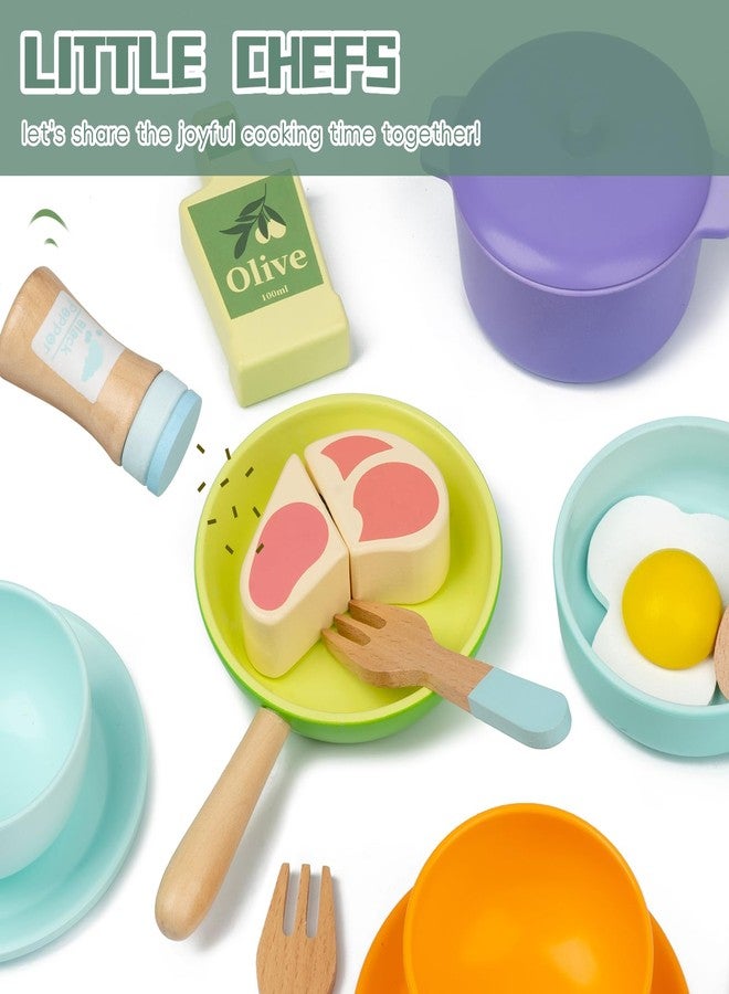 Busy edition Wooden Kitchen Toys for Toddlers, Montessori Pretend Play Kitchen Accessories, Play Food Sets for Kids Kitchen, Pots and Pans Cooking Sets, Gifts for 3 4 5 Years Old Girls Boys - Image 4
